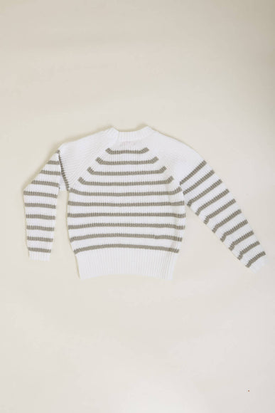Youth Striped Raglan Sleeve Sweater for Girls in White