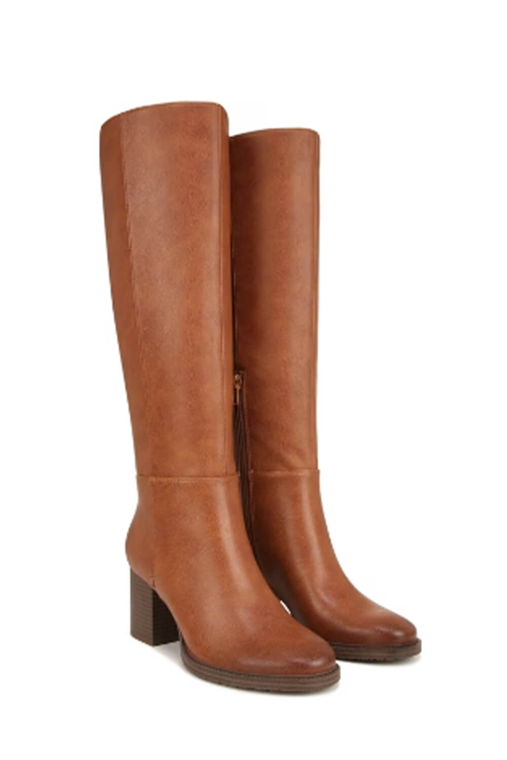 Brown Zippered Knee High Boots