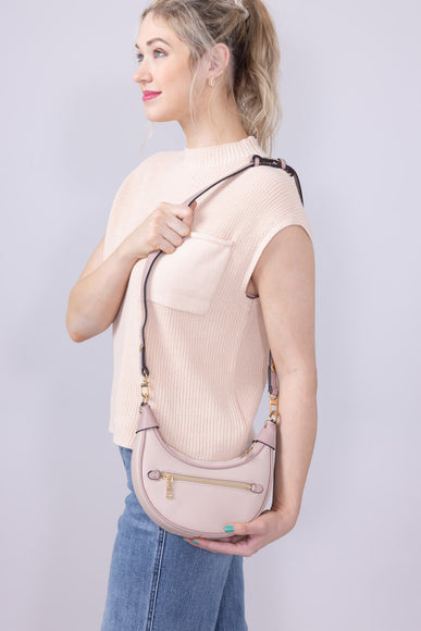 Half Moon Shoulder Bag for Women in Mauve
