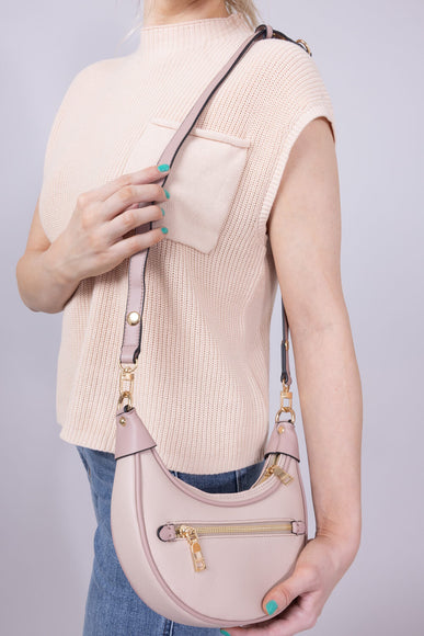 Half Moon Shoulder Bag for Women in Mauve