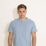 1897 Original Solid Henley Cotton Shirt for Men in Blue