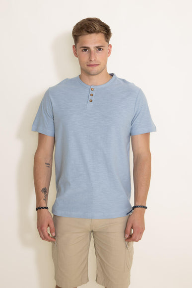 1897 Original Solid Henley Cotton Shirt for Men in Blue
