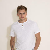 1897 Original Solid Henley Cotton Shirt for Men in White