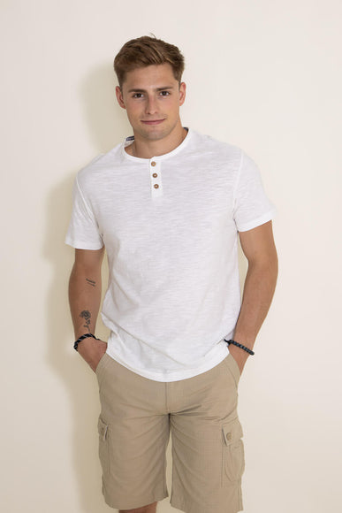 1897 Original Solid Henley Cotton Shirt for Men in White