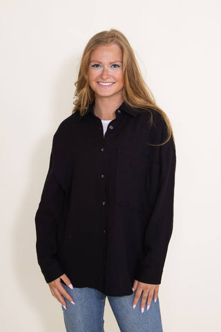 ACOA Clothing Oversized Boyfriend Shirt for Women in Black