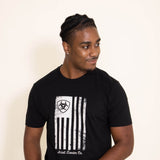Ariat Faded Front Flag Tee for Men in Black