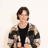 Cropped Plaid Shacket for Women in Black/Yellow