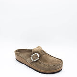 Birkenstock Buckley Suede Leather Mules for Women in Taupe Grey