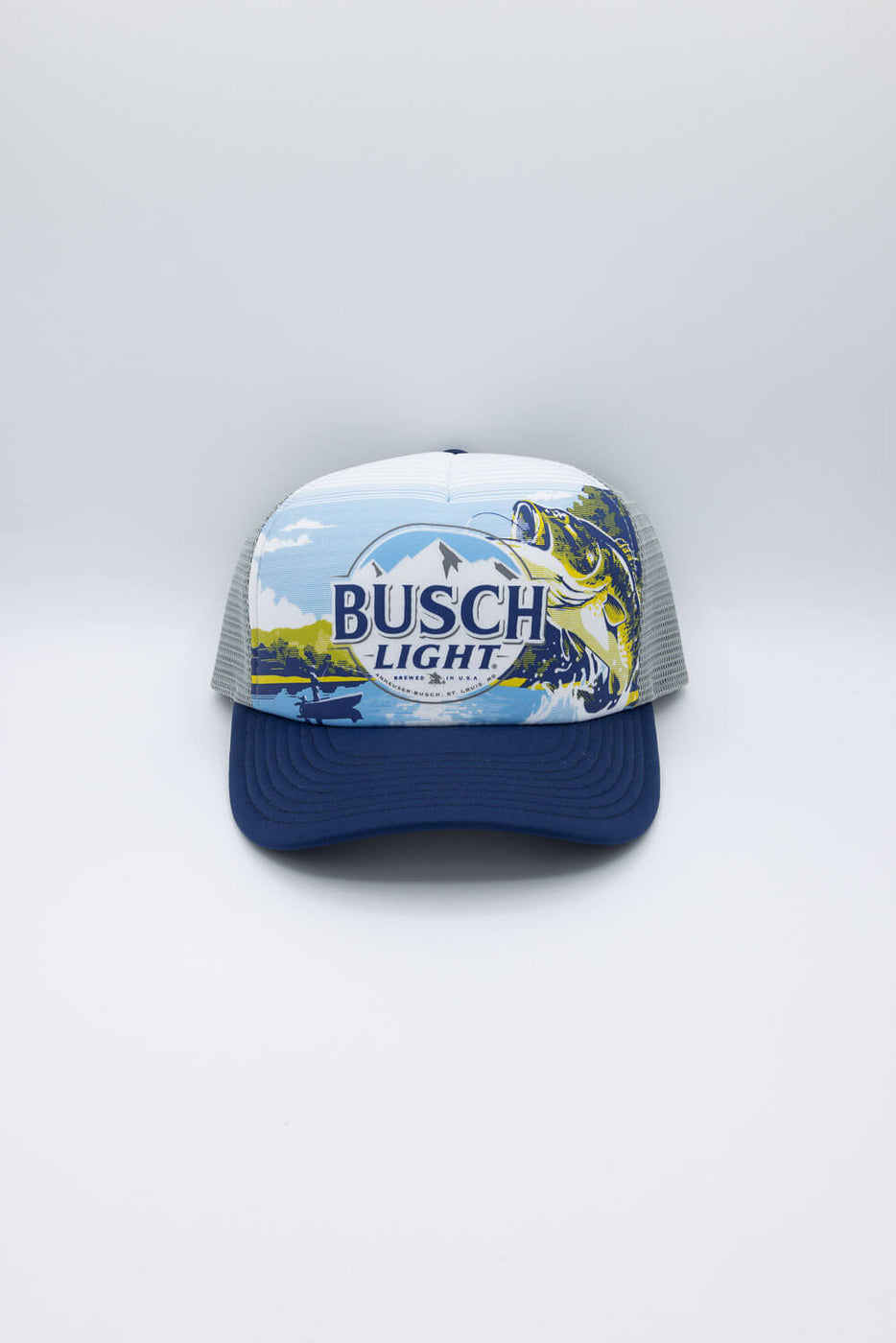 Brew City Busch Light Bass Foam Trucker Hat for Men in Blue