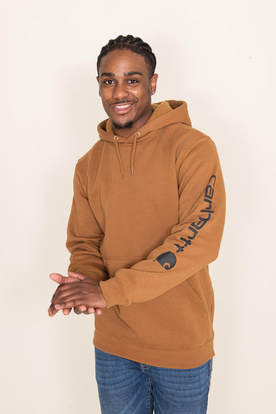 Carhartt Logo Sleeve Hoodie for Men in Brown