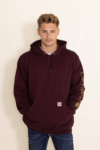 Carhartt Logo Sleeve Hoodie for Men in Port Maroon