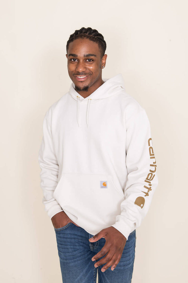 Carhartt Logo Sleeve Hoodie for Men in Malt White K288W03 MALT Glik's