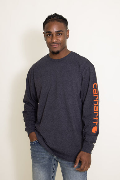 Carhartt Long Sleeve Logo Sleeve Graphic T-Shirt for Men in Carbon Heather