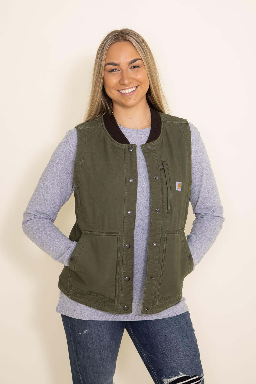 Carhartt Relaxed Fit Canvas Insulated Vest for Women in Green