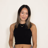 Ribbed Scoop Neck Cropped Brami for Women in Black