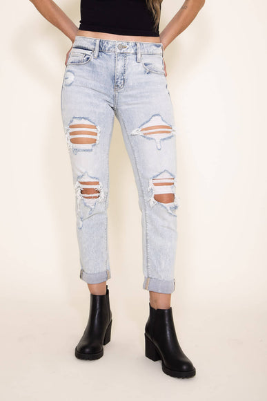 Eunina Frankie Mid Rise Distressed Girlfriend Jeans for Women