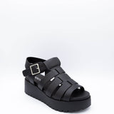 Soda Shoes Pullout Fisherman Lug Sandals for Women in Black 
