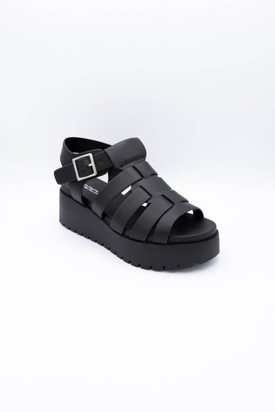 Soda Shoes Pullout Fisherman Lug Sandals for Women in Black 