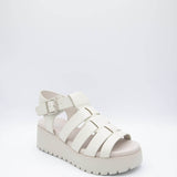 Soda Shoes Pullout Fisherman Lug Sandals for Women in Bone