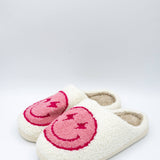 Katydid Pink Smiley Slippers for Women in White