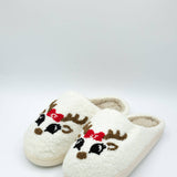 Christmas Reindeer Slippers for Women in White