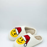 Christmas Smiley Face Slippers for Women in White