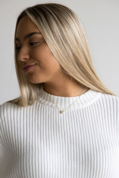 Kendra Scott Ari Gold Pavé White Crystal Heart Necklace