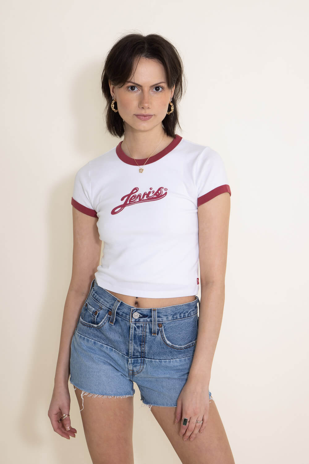 White levi t clearance shirt women's