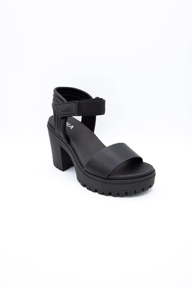 MIA Shoes Ivelisse Lug Platform Heels for Women in Black | MH1648-BLACK