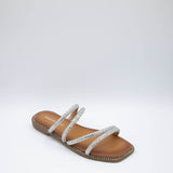 Madden Girl Posh Slide Sandals for Women in Silver