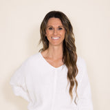 Miracle Clothing Cable Knit Dolman Sweater for Women in White
