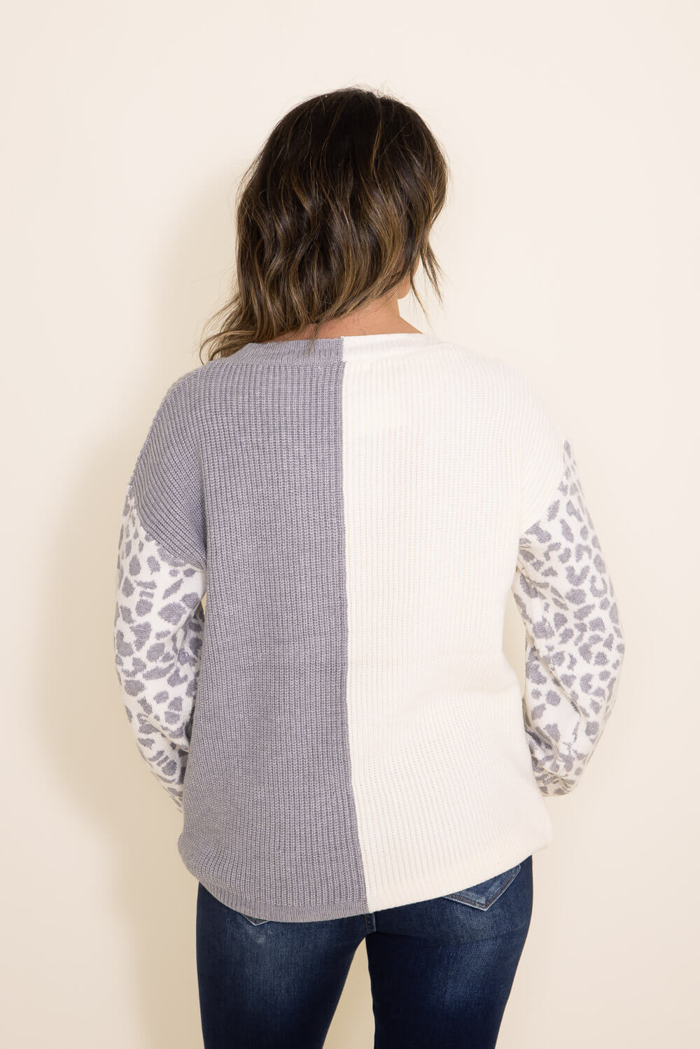 Grey color block sweater clearance