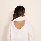 Miracle Clothing Cowlneck Cutout Sweater for Women in White