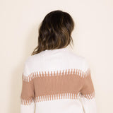 Miracle Clothing Stripe Key Sweater for Women in White