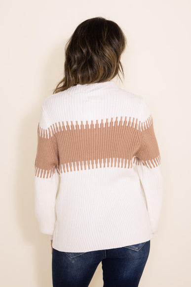 Miracle Clothing Stripe Key Sweater for Women in White
