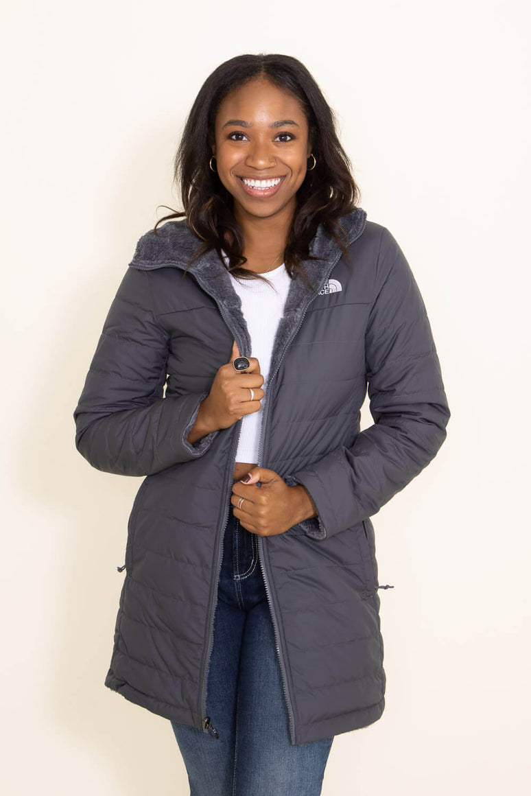 The North Face Mossbud Insulated Reversible Parka Coat for Women in Gr