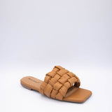 Pierre Dumas Tiba Woven Slide Sandals for Women in New Tan