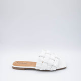 Pierre Dumas Tiba Woven Slide Sandals for Women in White 