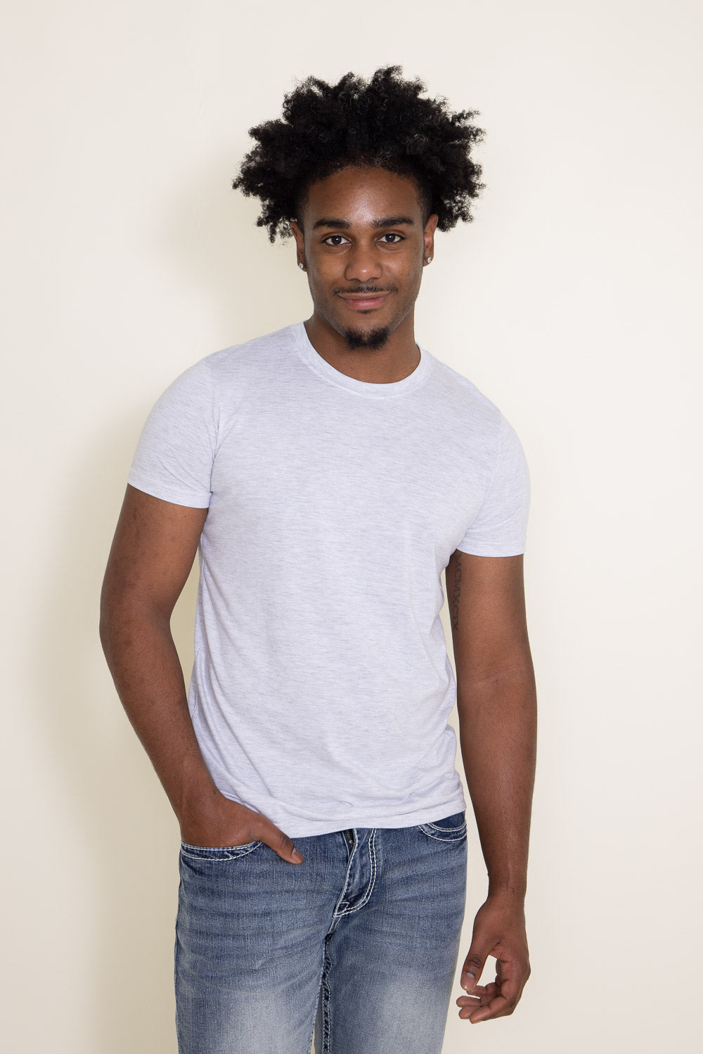 Basic Crewneck T-Shirt for Men in Speckled White | 3750-SPECWHT – Glik\'s
