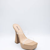Qupid Shoes Lori Clear Platform Heels for Women in Nude | LORIE-01-CLEAR