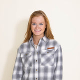Simply Southern Women's Clothing Plaid Shacket for Women in Grey