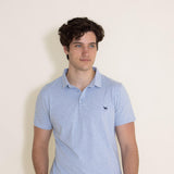 Simply Southern Solid Heather Polo Shirt for Men in Light Blue