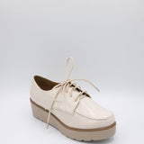 Soda Shoes Jimbo Lace Up Platform Loafers for Women in White
