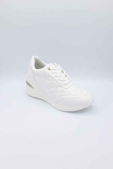 Soda Shoes Annie Wedged Sneakers for Women in White