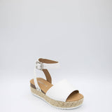 Soda Shoes Youth Topic Platform Sandals for Girls in White