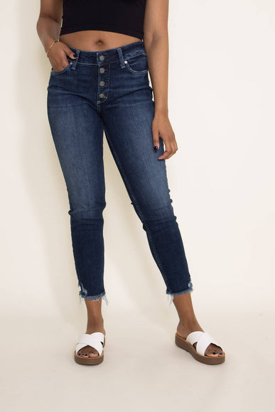 Silver Jeans Suki Mid Rise Button Fly Skinny Crop Jeans for Women