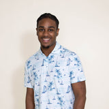 The Endless Summer Sail Boat Performance Polo for Men in Blue 