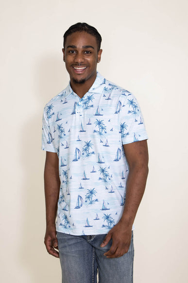 The Endless Summer Sail Boat Performance Polo for Men in Blue 