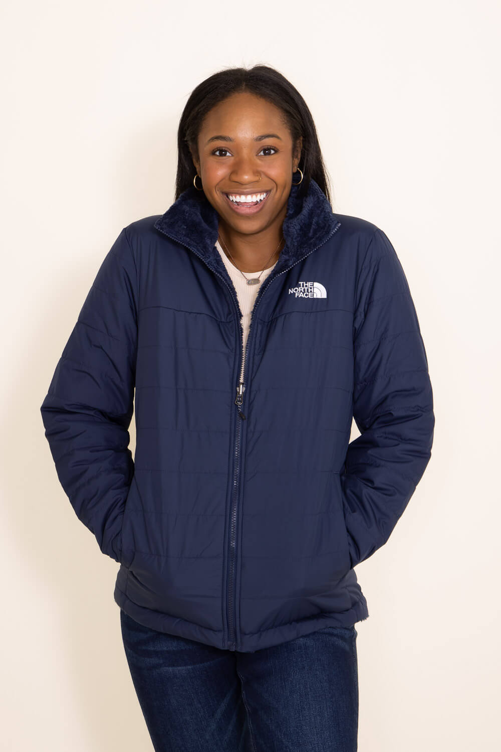 Dynamiek Tranen Specialiteit The North Face Mossbud Insulated Reversible Jacket for Women in Navy | –  Glik's