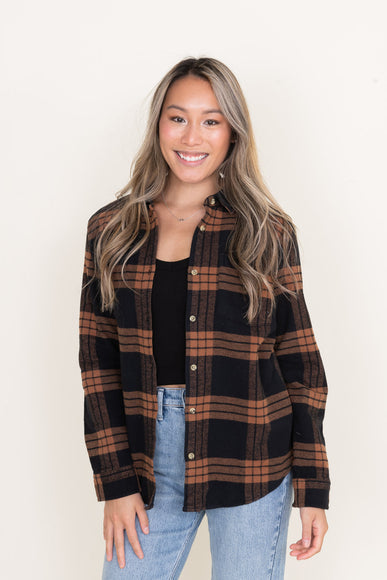 Thread & Supply Rosalind Plaid Button Up Shirt for Women in Black